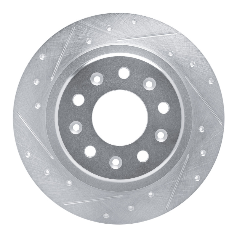Buick LaCrosse Brake Rotor (1) - Rear Left - R1 Concepts - Drilled & Slotted - Silver - `16-`25